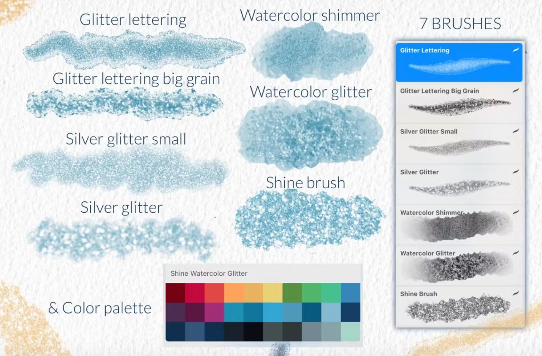 646 Shimmer glitter watercolor Procreate - whaledesign