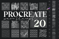 650 Procreate Wave line Stamps - whaledesign