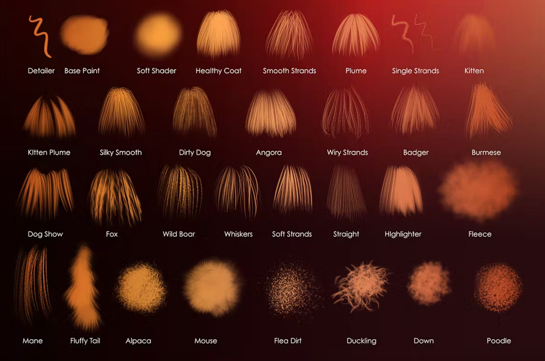 657 Animal Fur Procreate Brushes - whaledesign