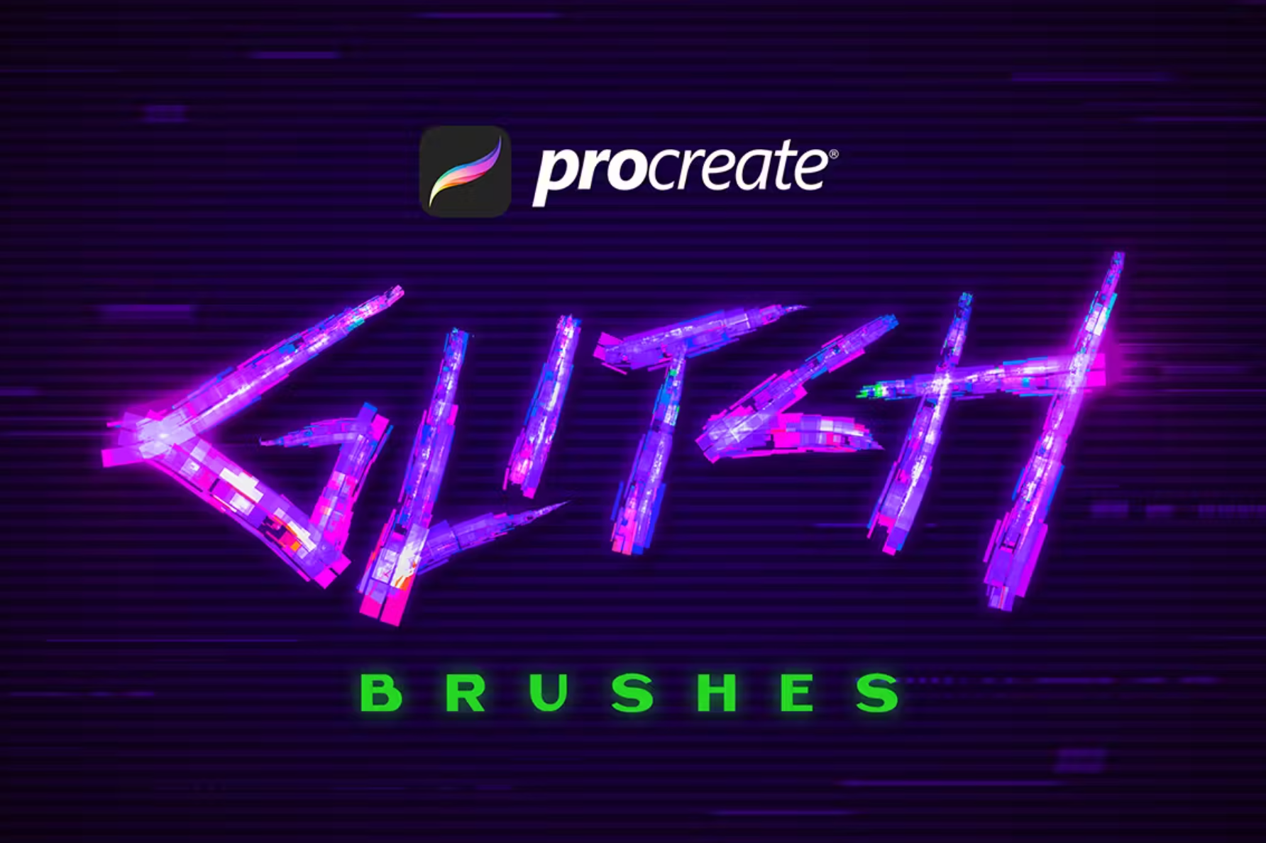 658 Procreate Glitch Lettering Brushes - whaledesign