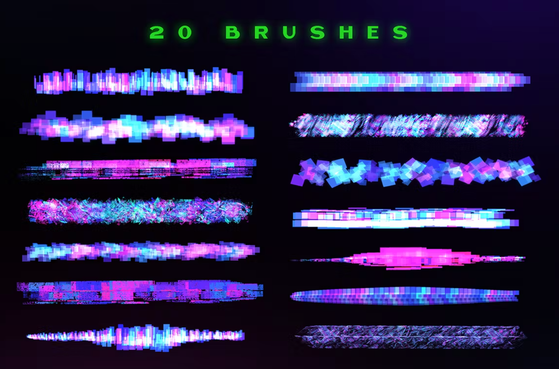 658 Procreate Glitch Lettering Brushes - whaledesign