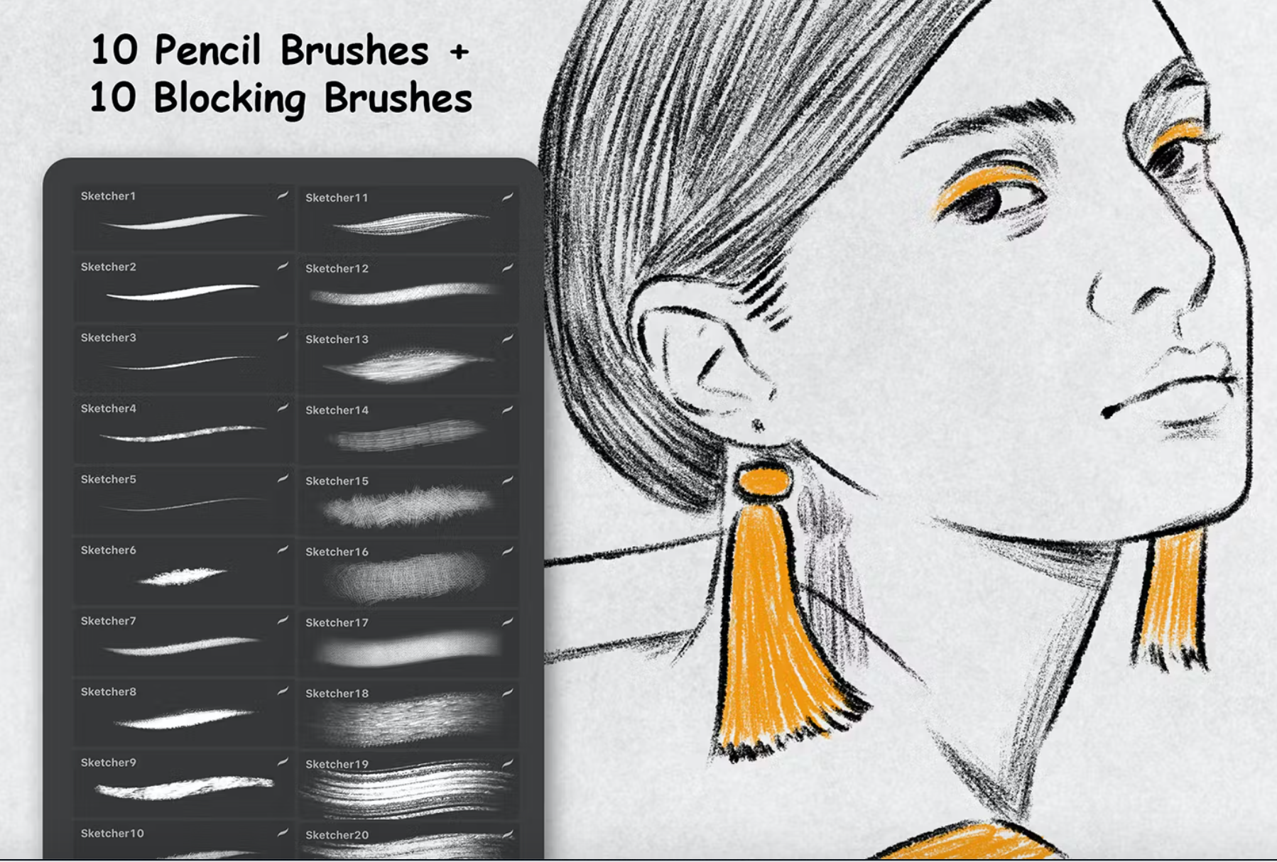 665 Sketcher Brushes - Procreate Brush - whaledesign