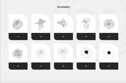 675 Procreate Rich Flowers Stamps - whaledesign