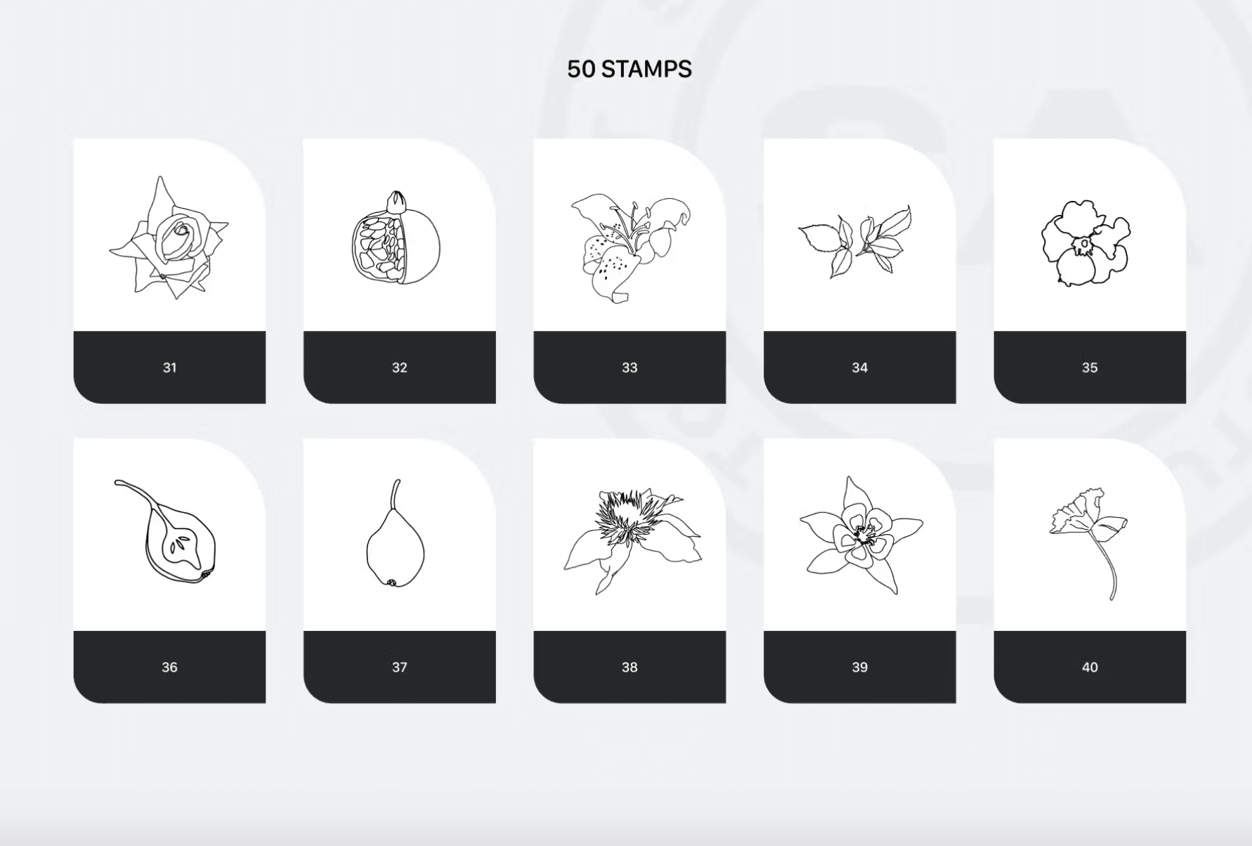 675 Procreate Rich Flowers Stamps - whaledesign