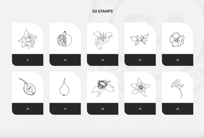 675 Procreate Rich Flowers Stamps - whaledesign