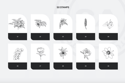 675 Procreate Rich Flowers Stamps - whaledesign