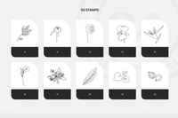 675 Procreate Rich Flowers Stamps - whaledesign
