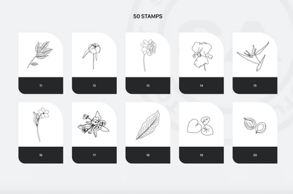 675 Procreate Rich Flowers Stamps - whaledesign