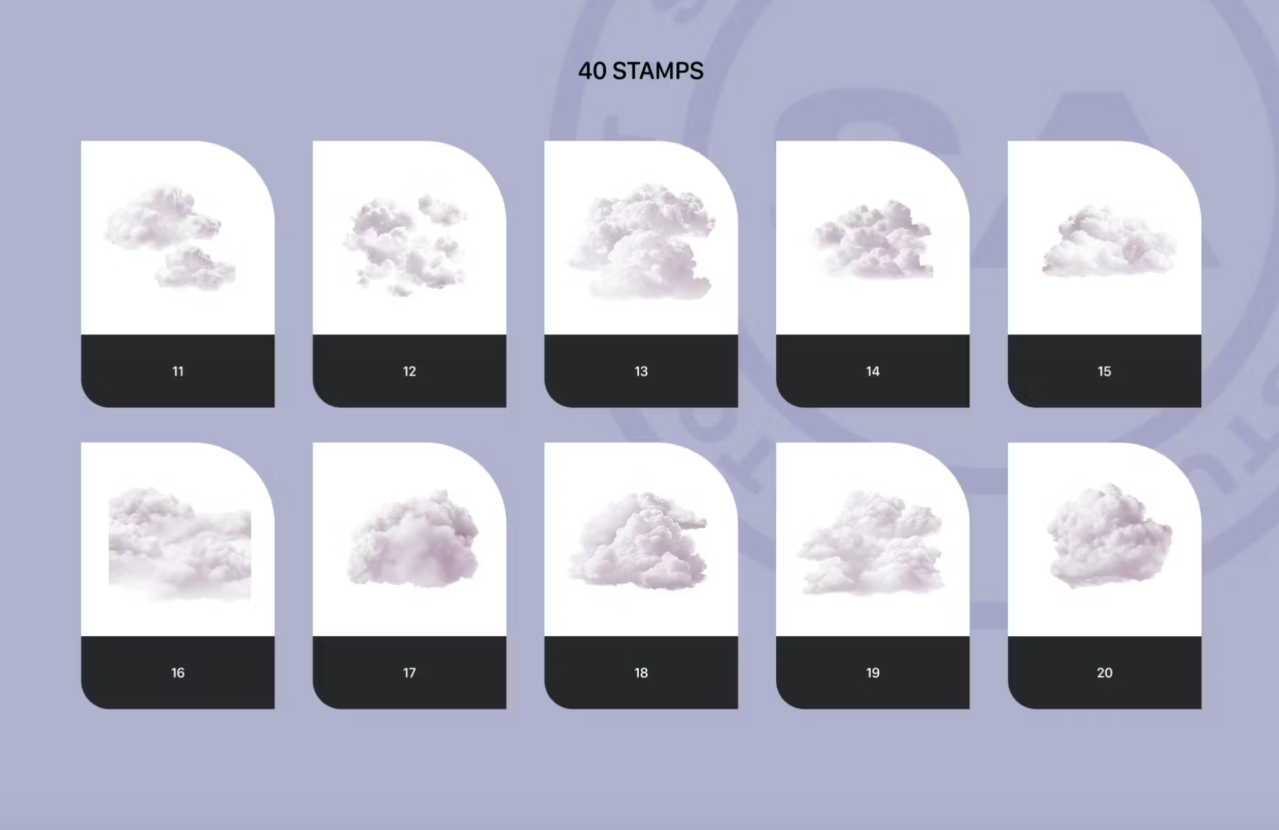 676 Realistic Clouds Stamps for Procreate - whaledesign