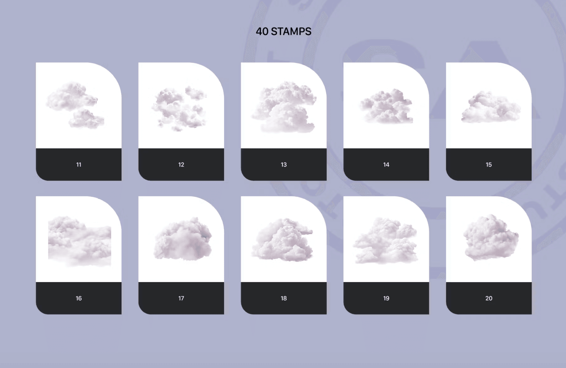 676 Realistic Clouds Stamps for Procreate - whaledesign