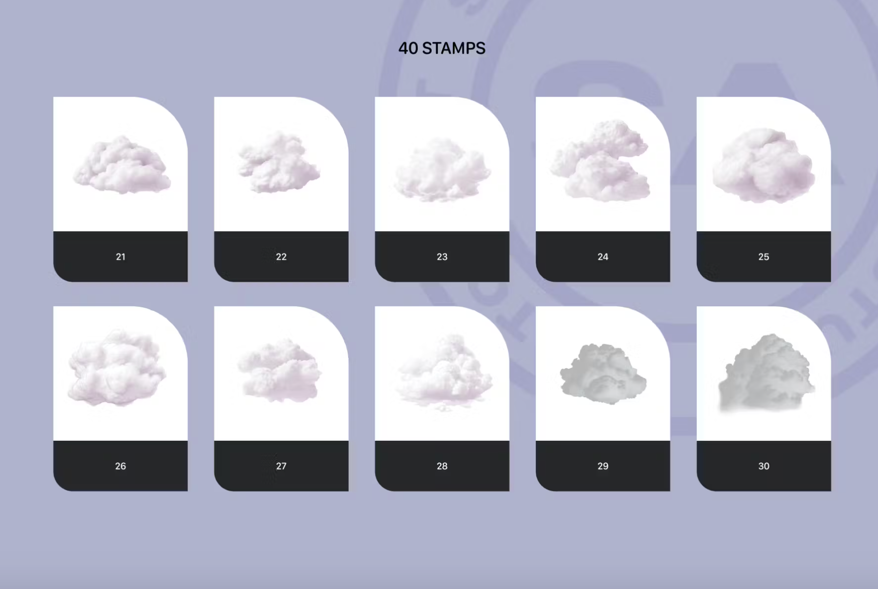 676 Realistic Clouds Stamps for Procreate - whaledesign