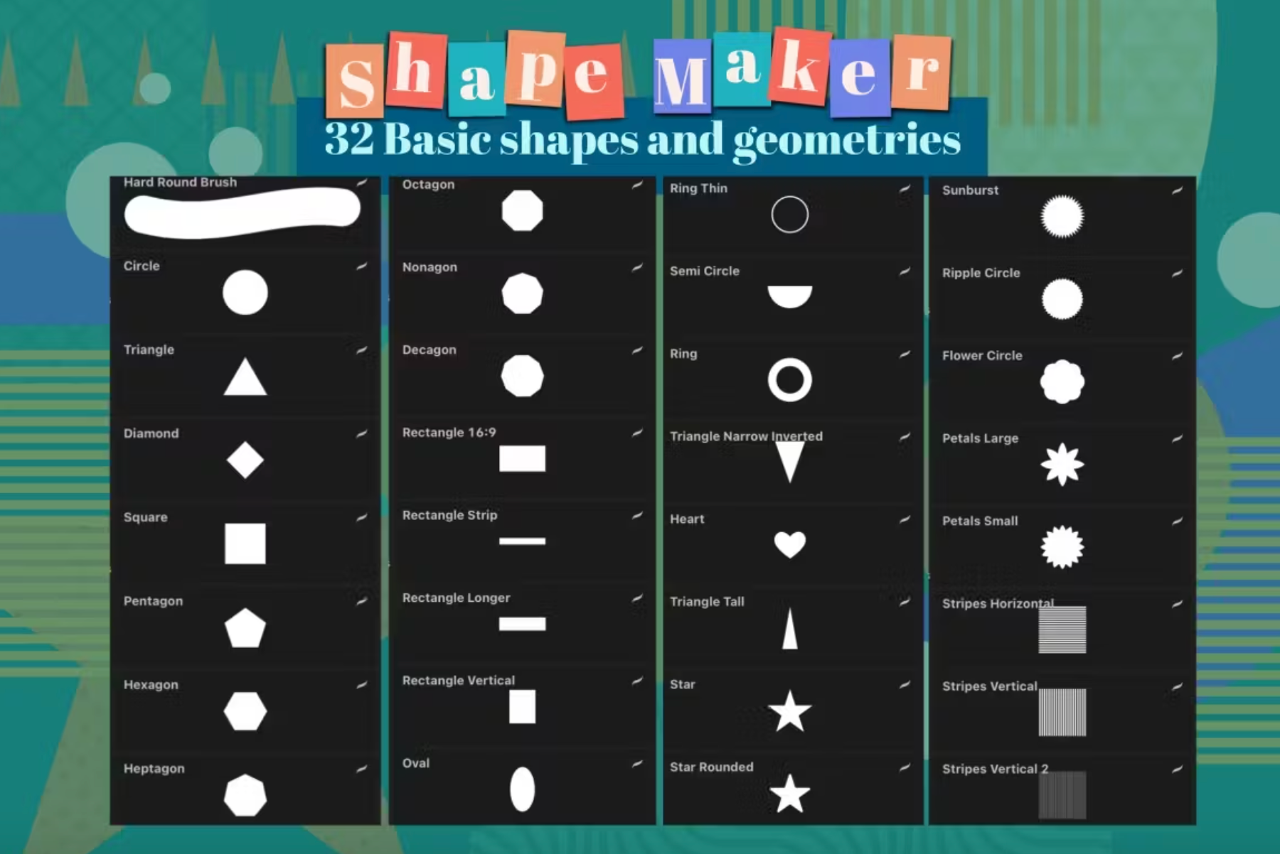 680 Shape Maker Procreate Brushes - whaledesign