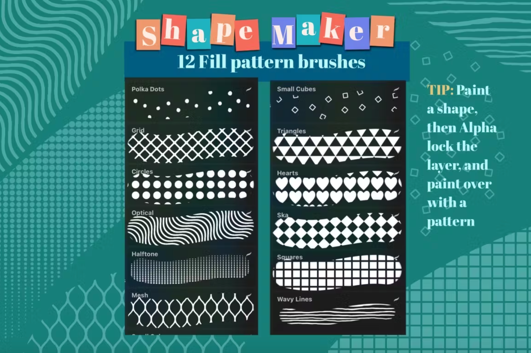 680 Shape Maker Procreate Brushes - whaledesign