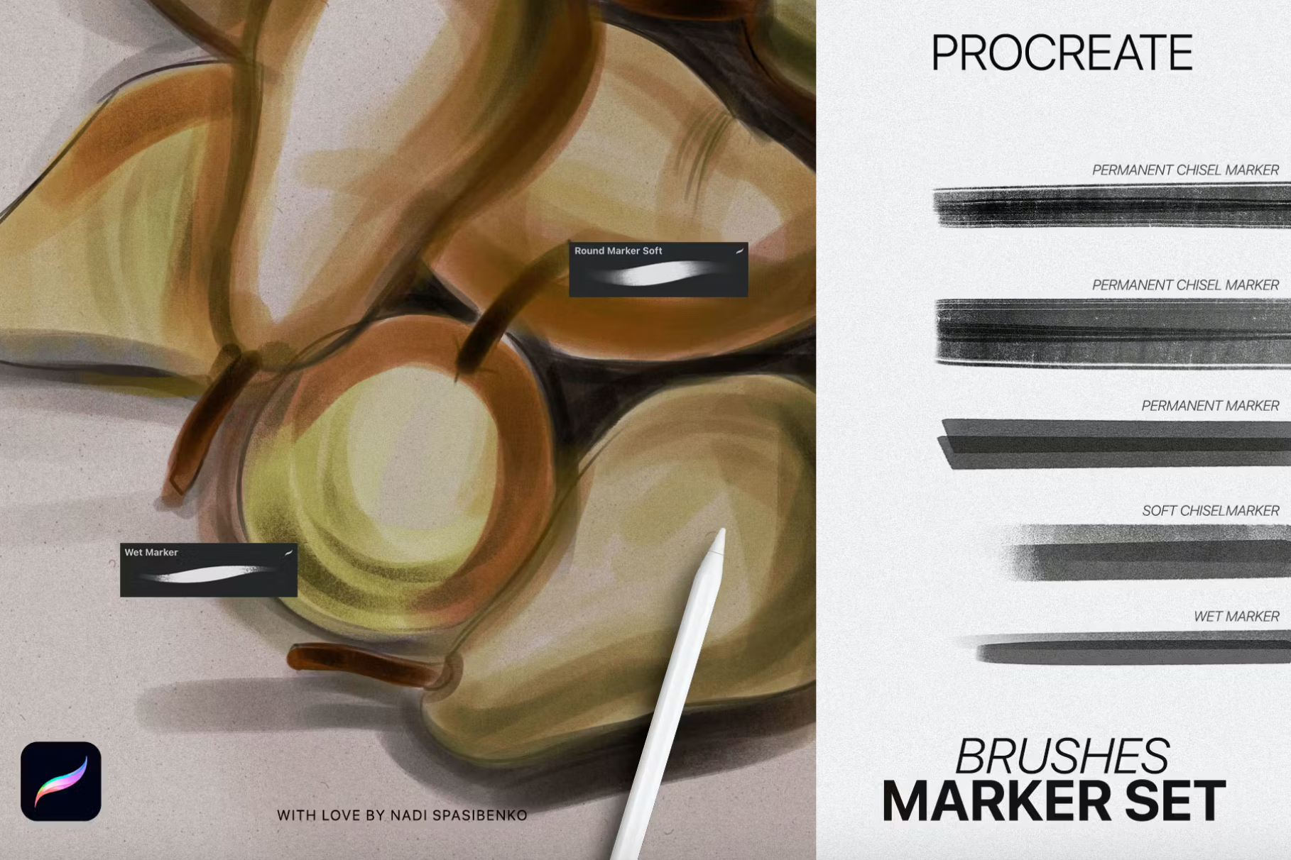 705 Realistic Marker for Procreate - whaledesign