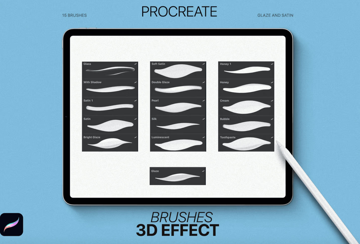 706 3D effect Procreate Brushes - whaledesign
