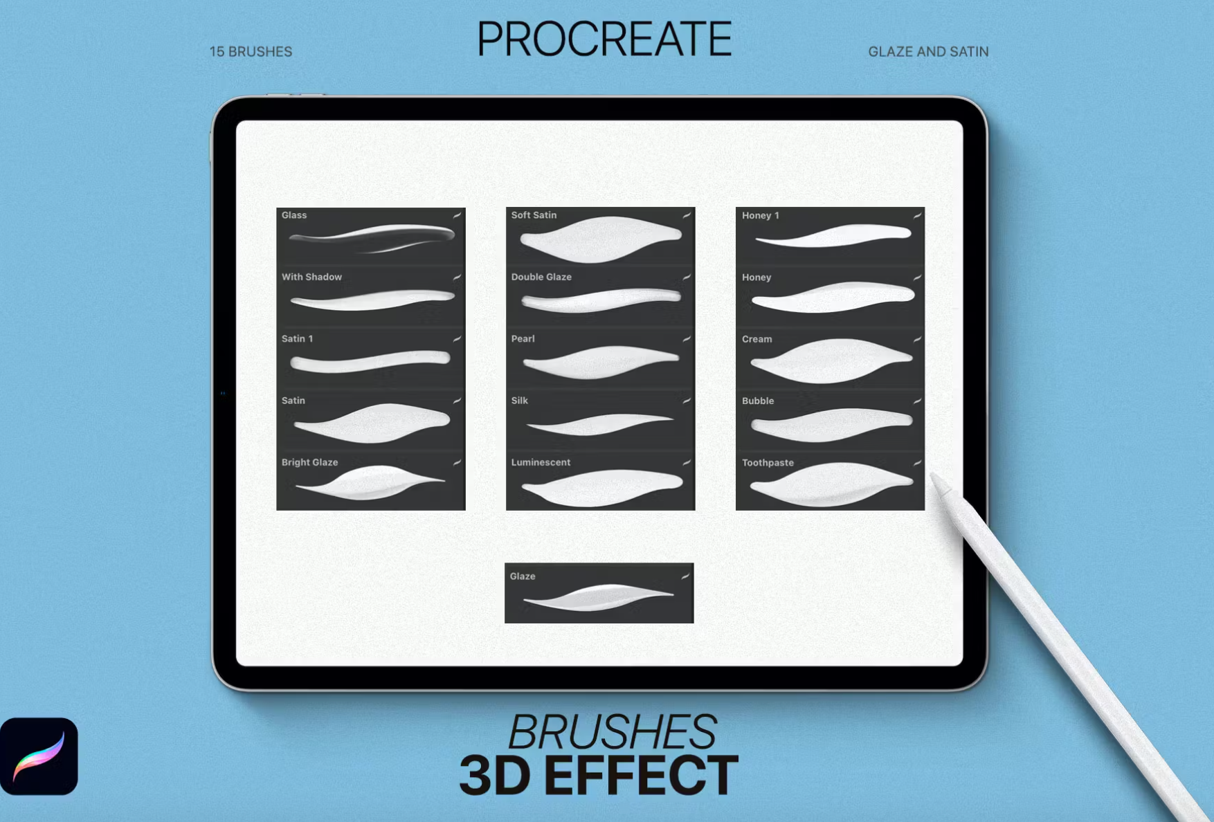 706 3D effect Procreate Brushes - whaledesign