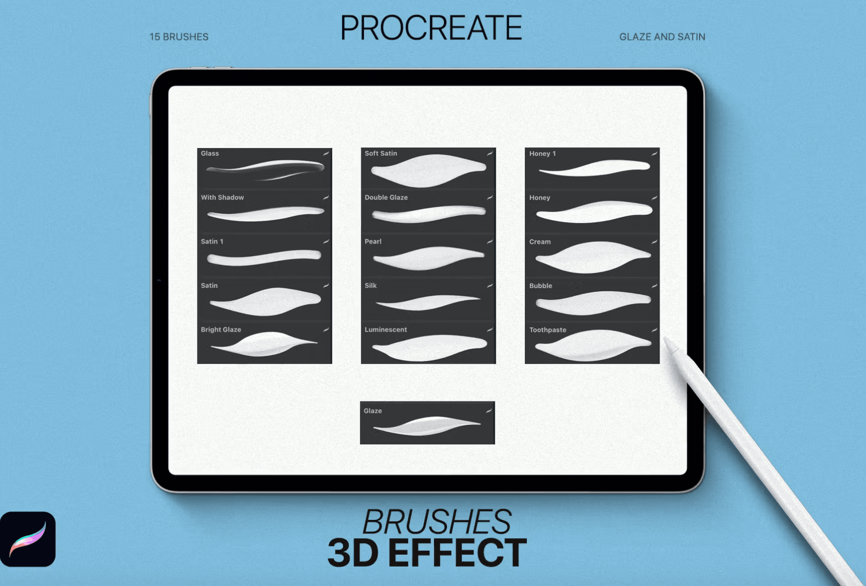 706 3D effect Procreate Brushes - whaledesign