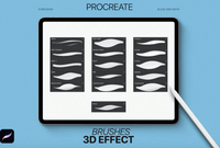 706 3D effect Procreate Brushes - whaledesign
