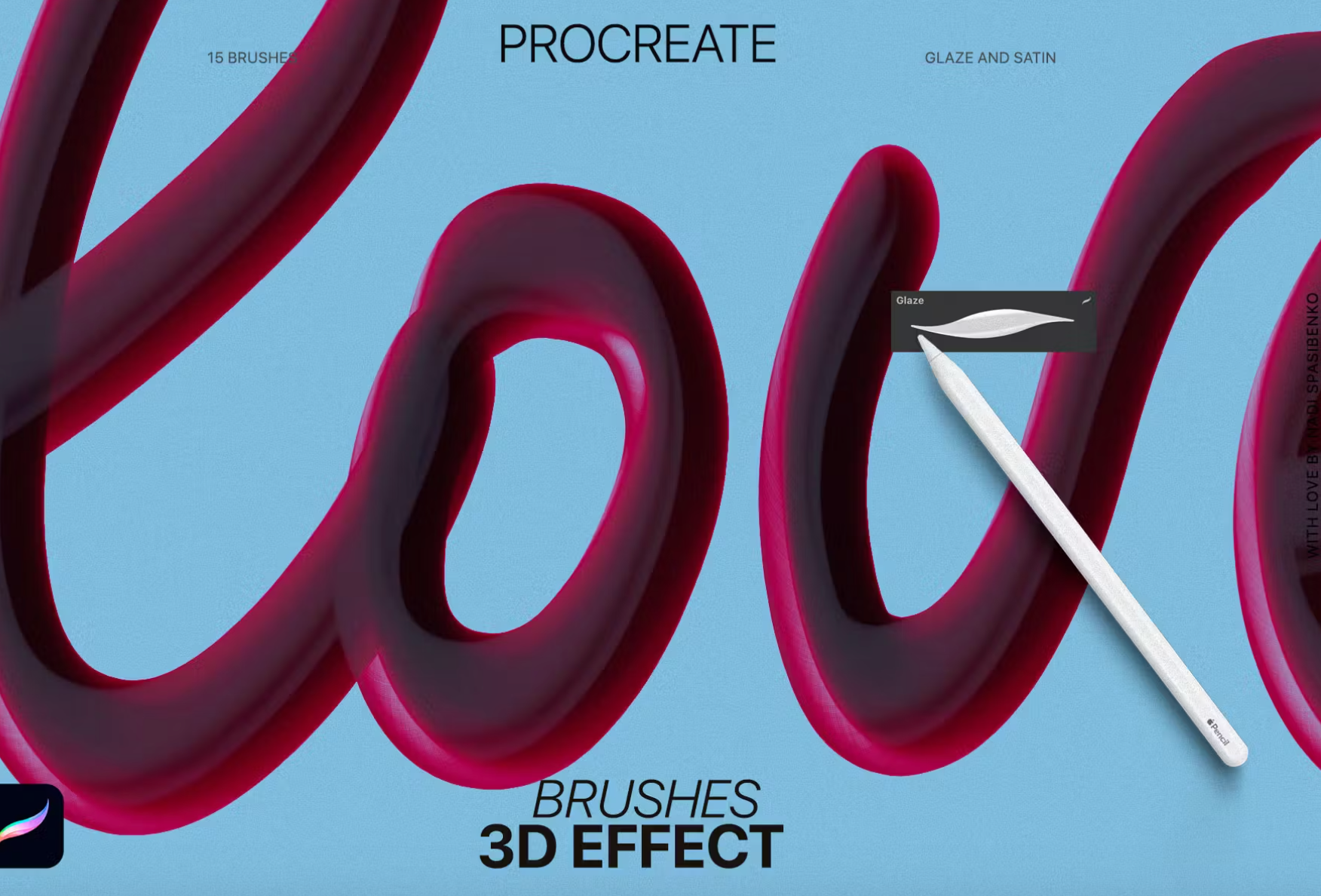 706 3D effect Procreate Brushes - whaledesign