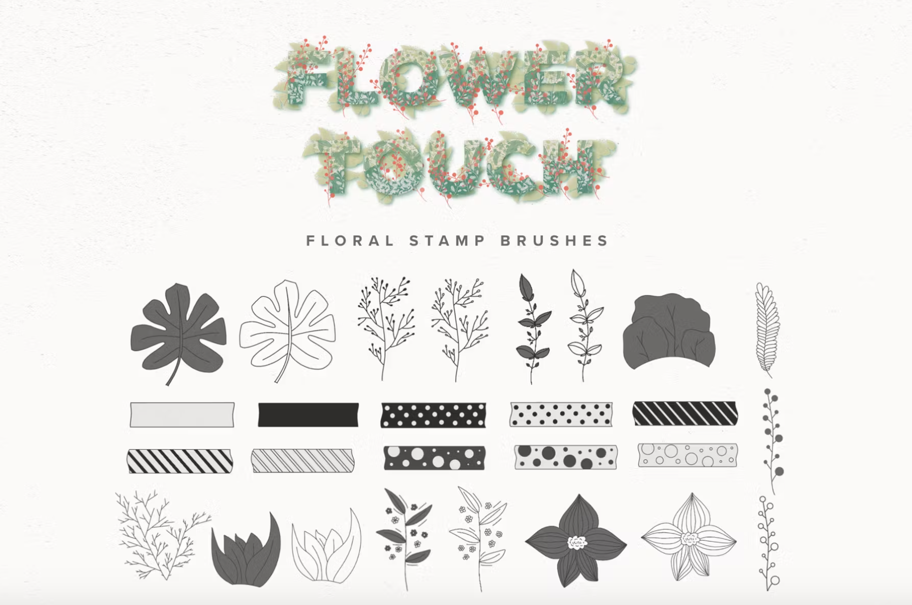 695 Flower Touch Procreate Brushes - whaledesign