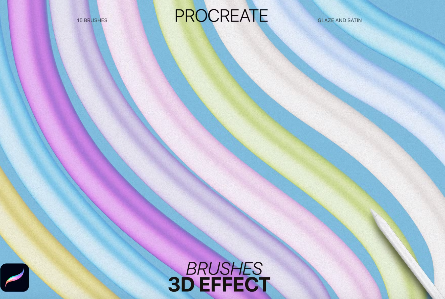 706 3D effect Procreate Brushes - whaledesign