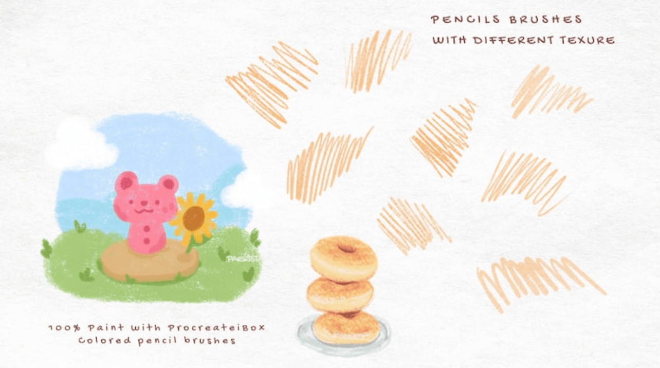 711 A Set of Textured Colored Pencil Brushes - whaledesign