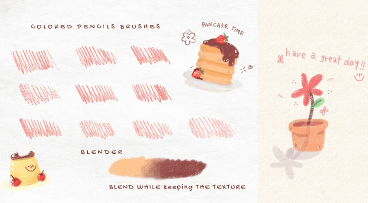 711 A Set of Textured Colored Pencil Brushes - whaledesign