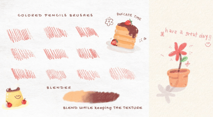 711 A Set of Textured Colored Pencil Brushes - whaledesign