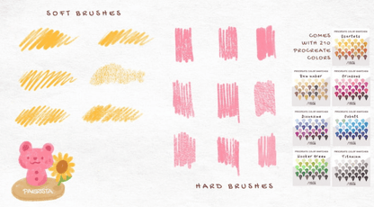 711 A Set of Textured Colored Pencil Brushes - whaledesign