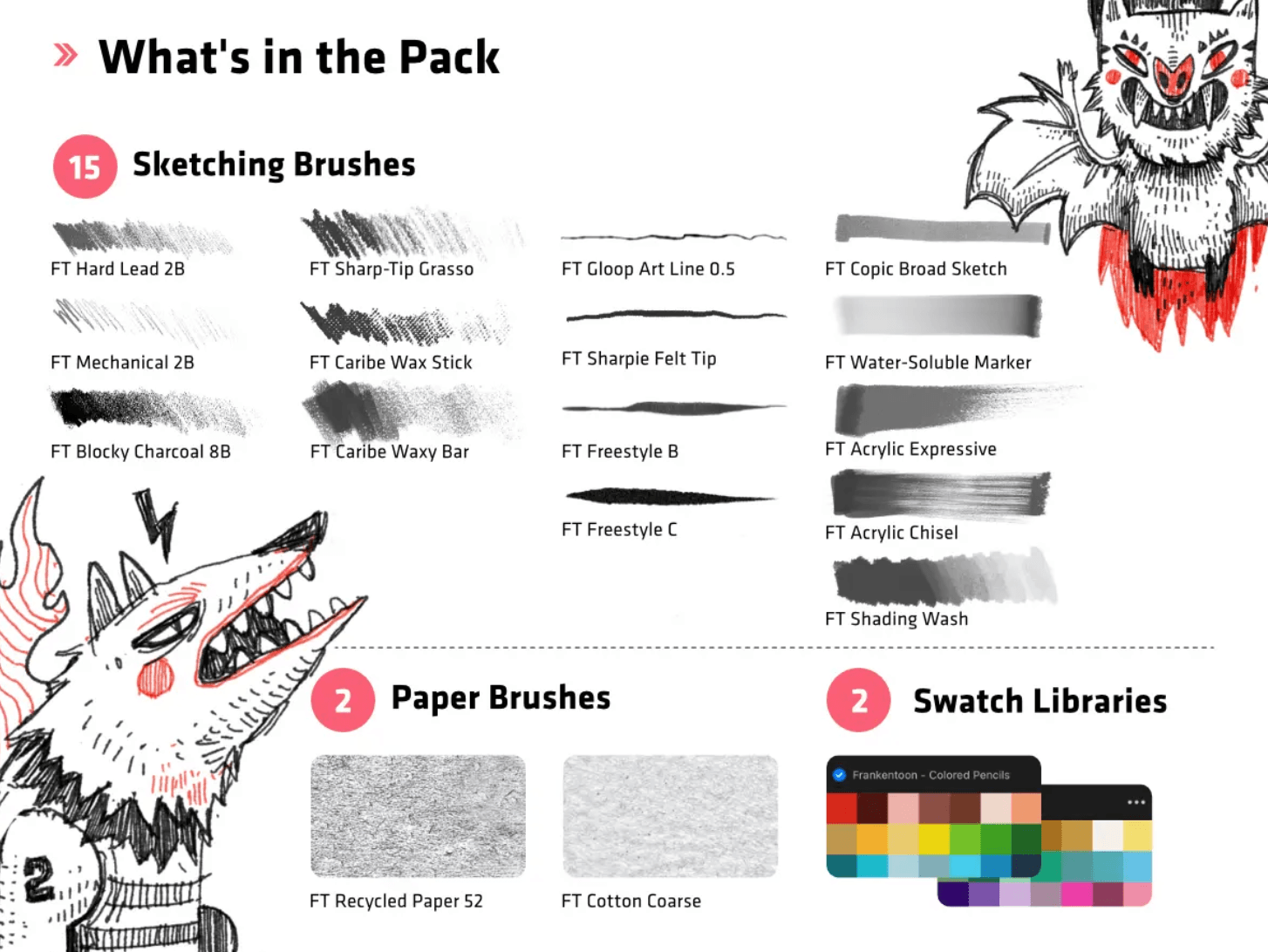 712 Procreate Sketch Tool Pack - whaledesign