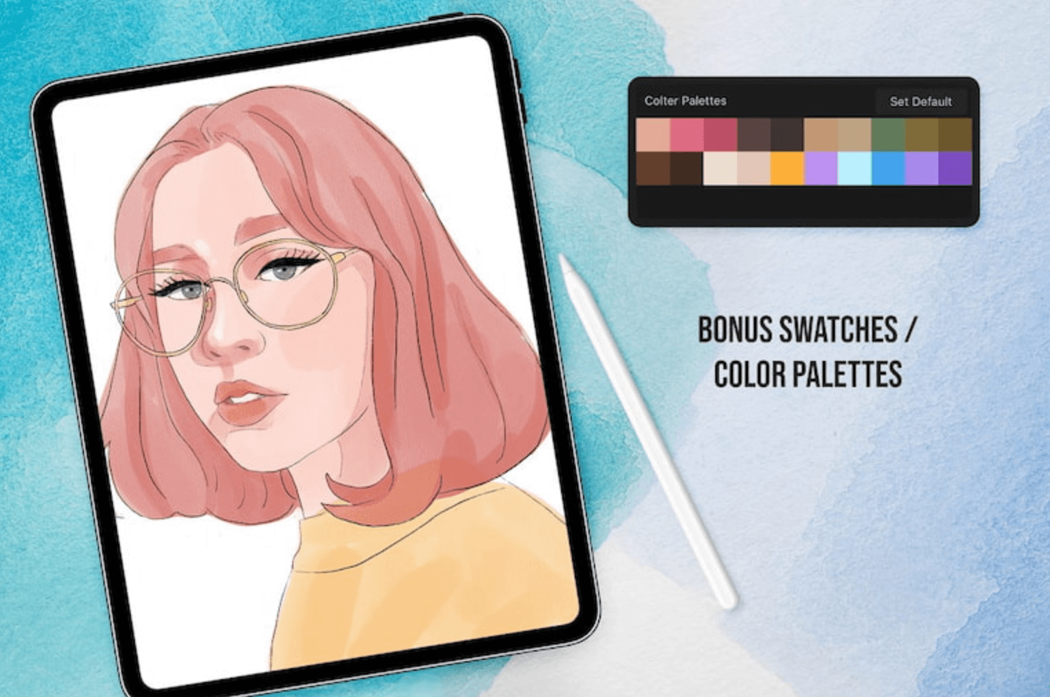 758 Procreate Colt Watercolor Brush - whaledesign