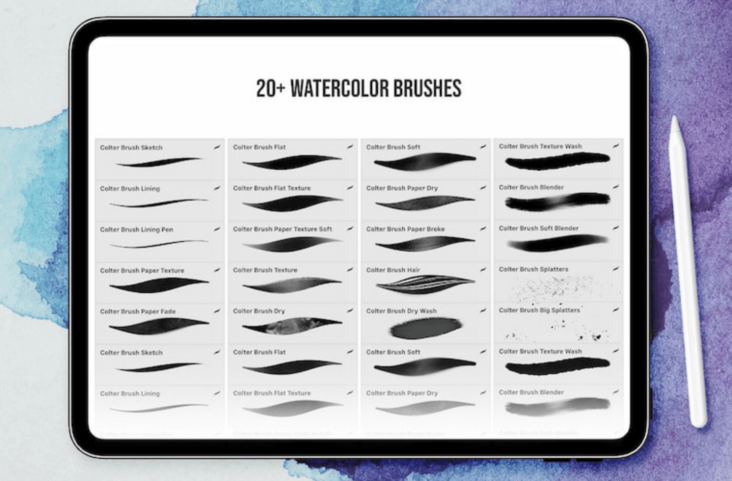 758 Procreate Colt Watercolor Brush - whaledesign