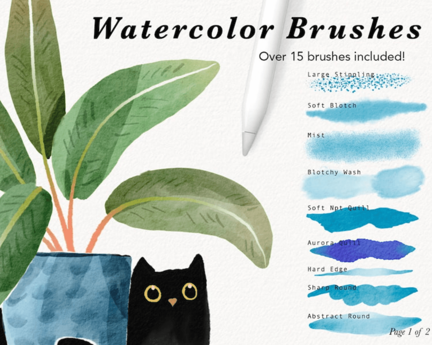 783 Procreate Stunning Watercolor Tool Set - whaledesign