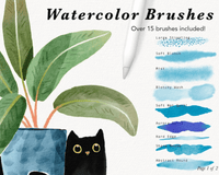 783 Procreate Stunning Watercolor Tool Set - whaledesign