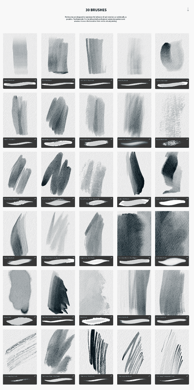 789 Watercolor Brushes Created by SC - whaledesign
