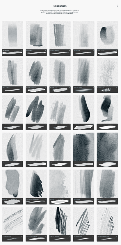 789 Watercolor Brushes Created by SC - whaledesign