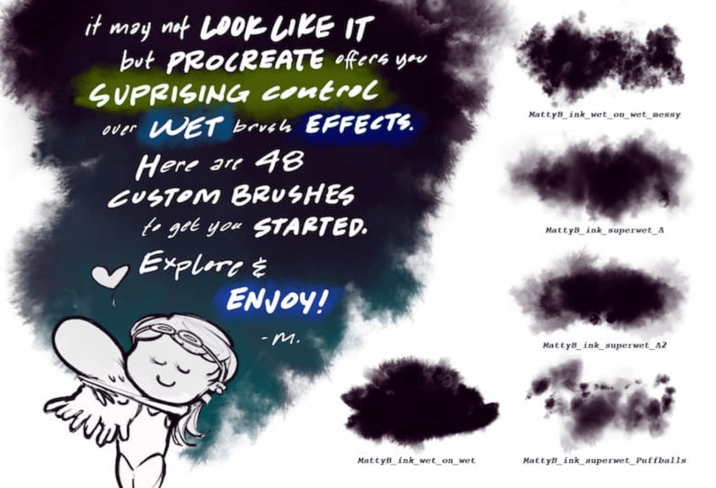 822 MattyB's Splatter Wet Media Brushes - whaledesign