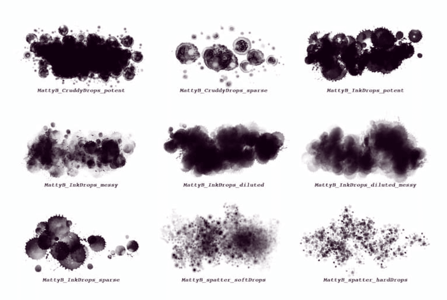 822 MattyB's Splatter Wet Media Brushes - whaledesign
