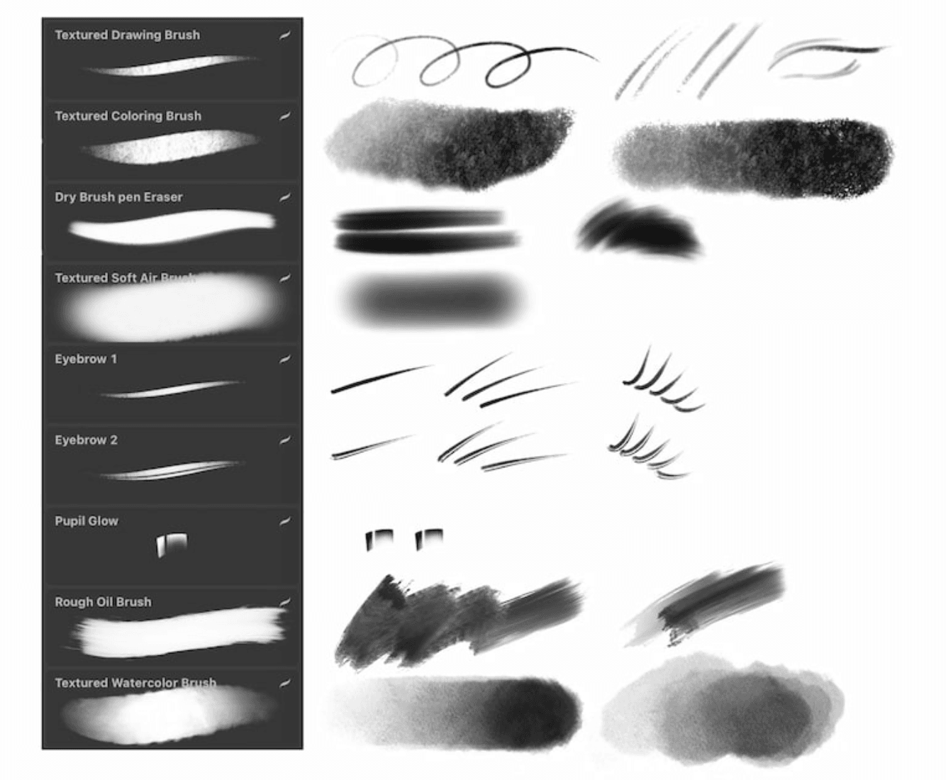 716 Procreate Portrait Brush Set with Full Texture - whaledesign