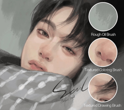 716 Procreate Portrait Brush Set with Full Texture - whaledesign