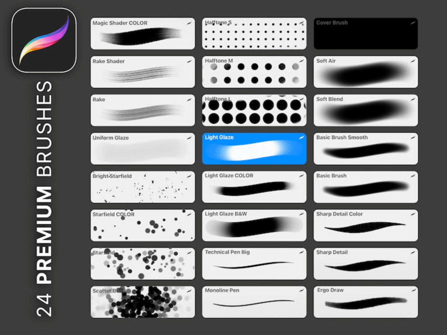 717 ergoREDUX PROCREATE Brush Set - whaledesign