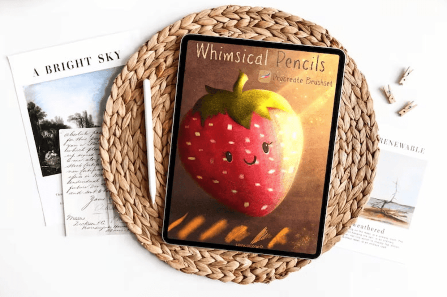 727 Procreate Childlike Vintage Pencil and Crayon Set - whaledesign