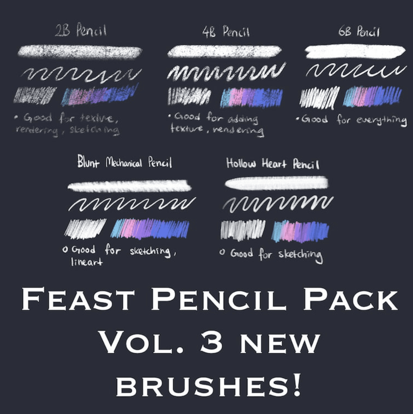 728 Feast's Complete Procreate Pencil Set - whaledesign