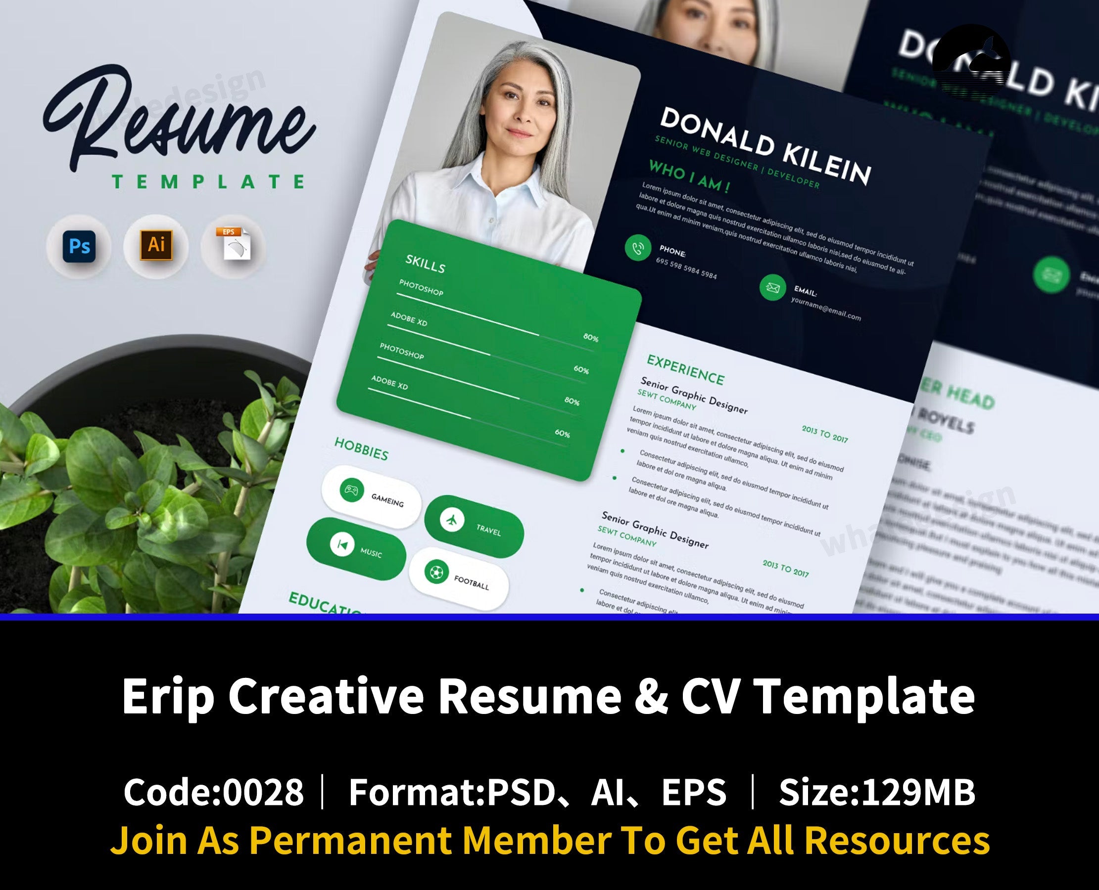 28Erip Creative Resume & CV Template - whaledesign