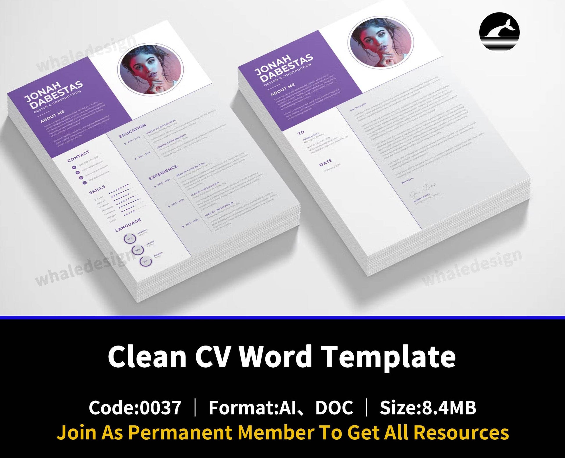 37Clean CV Word Template - whaledesign