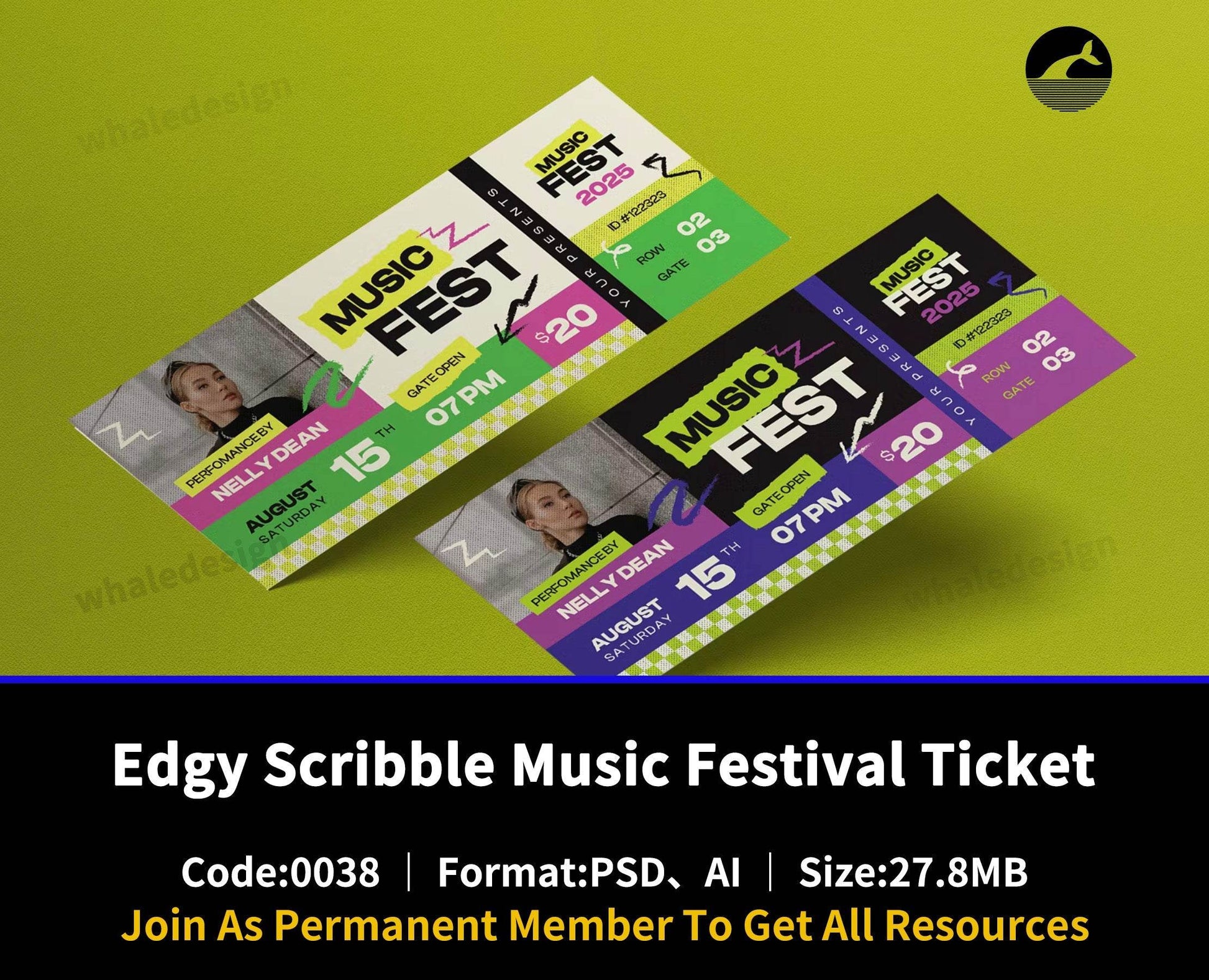 38Edgy Scribble Music Festival Ticket - whaledesign