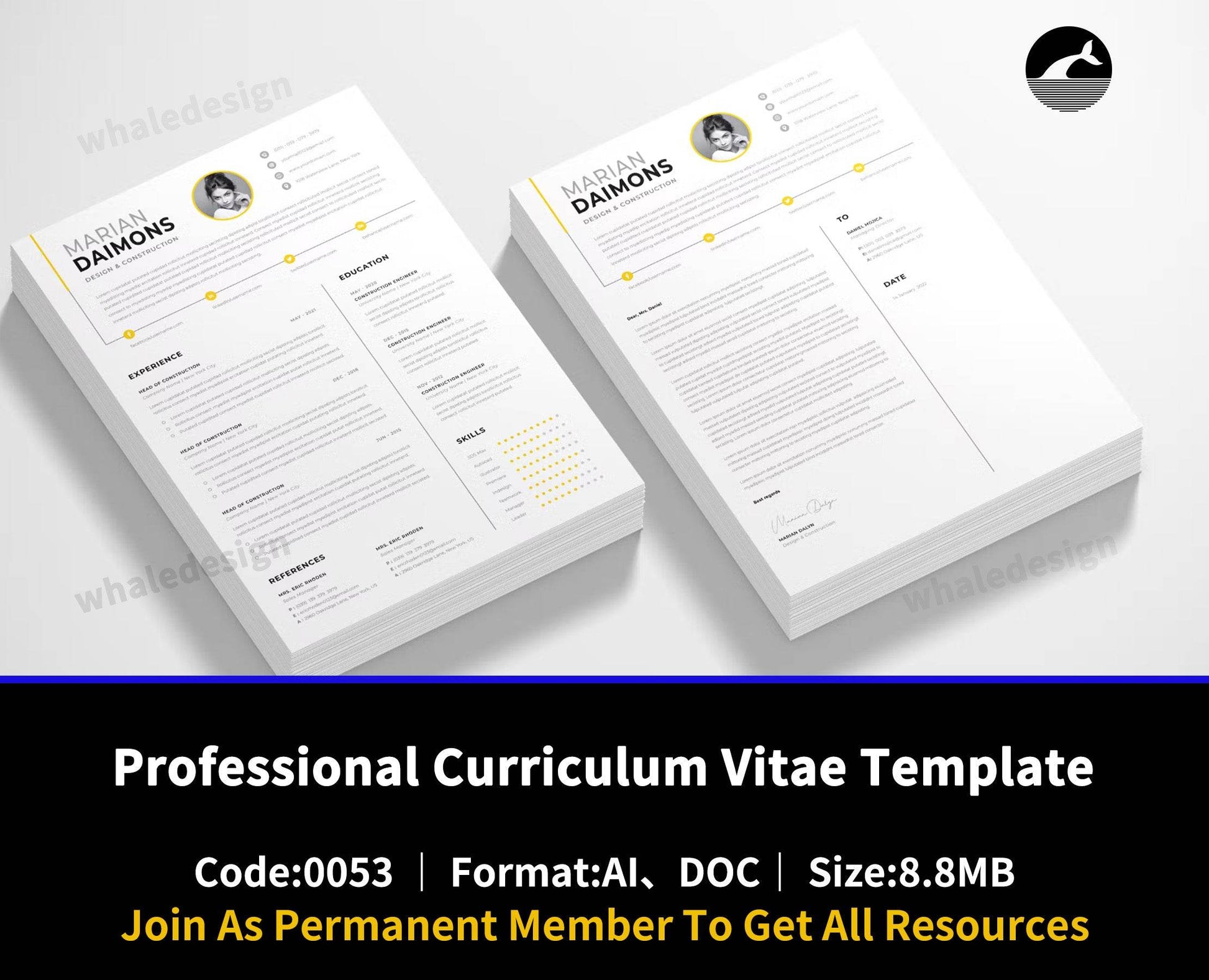 53Professional Curriculum Vitae Template - whaledesign