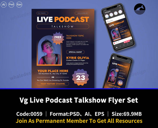59Vg Live Podcast Talkshow Flyer Set - whaledesign