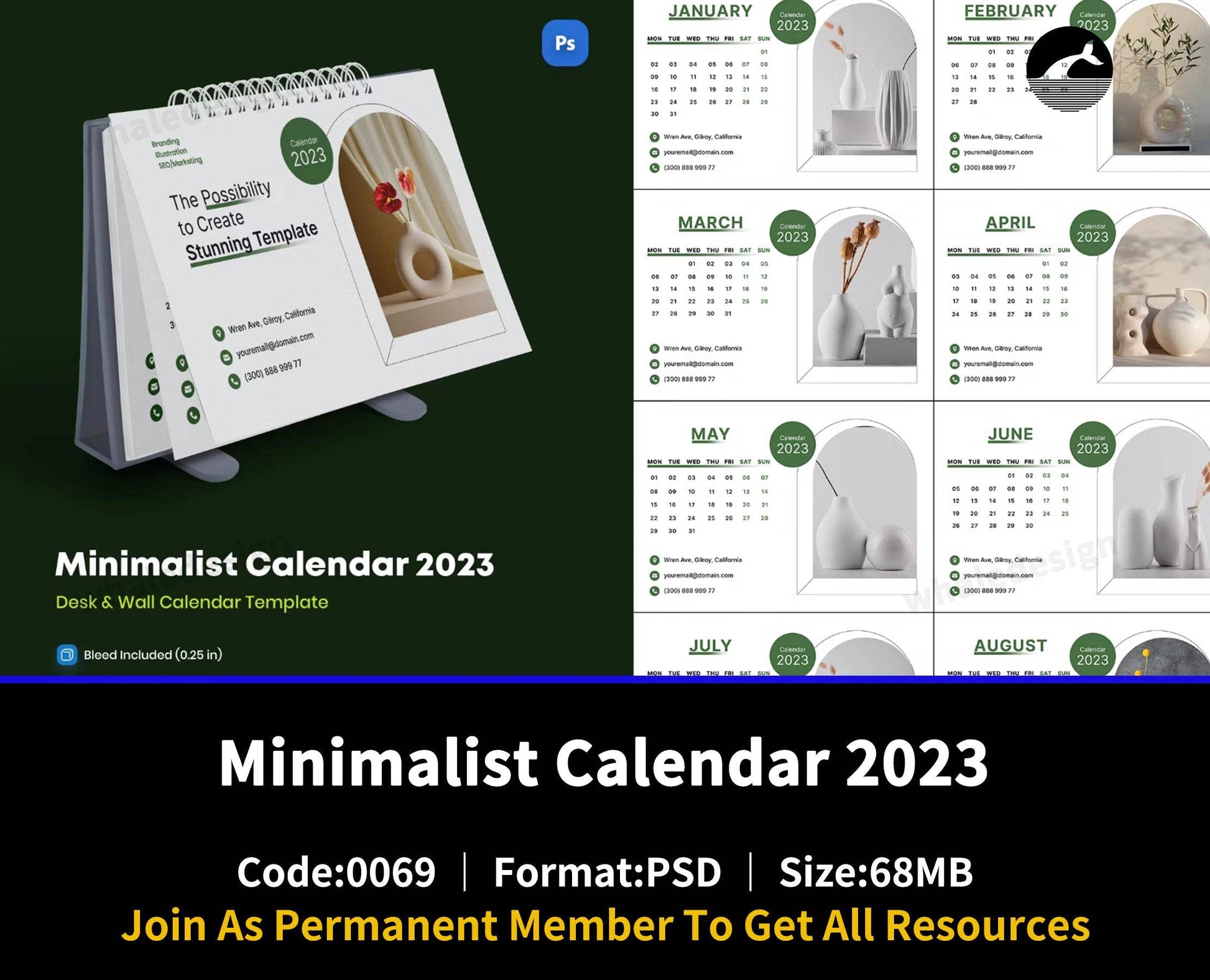 69Minimalist Calendar 2023 - whaledesign