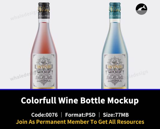 76Colorfull Wine Bottle Mockup - whaledesign